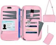 Family Passport Holder Travel Wallet with Airtag/Tile Holder, RFID Blocking Trav