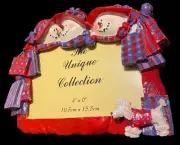 The unique collection picture frame red & purple snowmen
