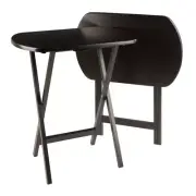 Winsome Cade 2-Piece Oversized Oblong Solid Wood Folding Snack Table in Coffee