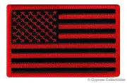 AMERICAN FLAG EMBROIDERED PATCH VELCRO backed US BLACK RED United States