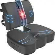 FORTEM Office Chair Cushion and Back Support for Office Chair, Lumbar Support Pillow, Memory Foam, Non Slip Sitting and Back Rest for Gaming, Car Seat Cushion, Chair Pad, XL