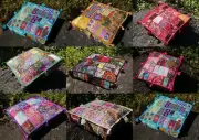 18x18 Indian Square Patchwork Large Floor Cushion Decorative Ethnic Pillow Cover