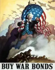 Buy War Bonds : WWII Poster Uncle Sam Soldiers Fighter Planes Art Print