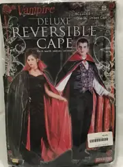 56” Fully Lined Adult Vampire Cape Dark World HERO MAGICIAN DEVIL BLACK RED NEW