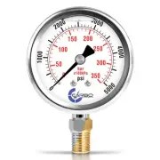 Stainless Steel Pressure Gauge Dual Display (0-5000 psi/kPa) - 2 1-2" Glyceri...