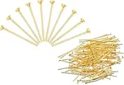 uxcell 100Pcs Flat Head Pins for Jewelry Making 20mm Brass Flat Head Pins Jewelry Head Pins for Craft Earring Bracelet Necklace Pendant Supplies 20 Gauge Gold