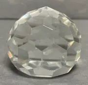 VINTAGE TIFFANY & CO SIGNED DIAMOND SHAPE LARGE FACETED CRYSTAL PAPERWEIGHT