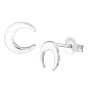 7mm Crescent Moon Studs Solid 925 Sterling Silver Push Back Minimalist Earrings