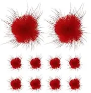 uxcell 10-Pack Faux Fur Pom Poms, 1.2 Inch/ 1 cm Soft Fluffy Pompoms Balls Faux Mint Fur with Elastic Loop Mini for Hats/Bags/Keychains/Knitting Accessories/DIY Crafts [Red]