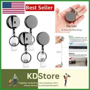 Durable Retractable Badge Reel Set - 4 Heavy Duty Metal Holders for Keys & IDs