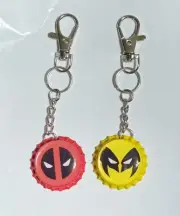 Deadpool & Wolverine BFFs Bottle Cap Keychains 1 Inch *Unofficial, Handmade*