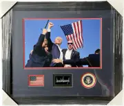 Donald Trump "Keep Fighting" Fist Pump Framed Facsimile Signature & Photo 28x24