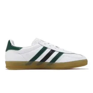 【adidas 愛迪達】休閒鞋 Gazelle Indoor W 女鞋 雲白 學院綠 膠底 小白鞋 愛迪達(IE2957)