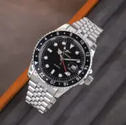 2024 Ricecgo 42mm Black GMT Stainless Quartz MensWatch - Luxury Jubilee Luminous