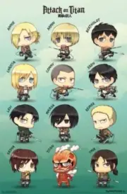 FUNIMATION ANIME ATTACK ON TITAN CHIBI CHARACTERS POSTER 22X34 FREE SHIPPING