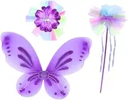 1 Set 3pcs Wings Decor Butterfly Props Fairy Wand Photo Props Fabric Wing Fairy Wand Purple