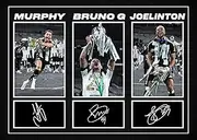 Bruno Guimaraes, Joelinton & Jacob Murphy Newcastle United 2024/5 Carabao Cup Signed A4 Montage Autograph Photo Print WIth Pre Printed Signatures Which Would Make A Superb Gift For Any Fan.