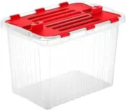 Superio 16 Qt Hinged Lid Storage Bin, Stackable Storage Container w/ Lid, 6 Pack