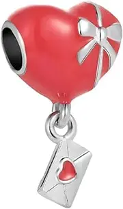 [SBI Jewelry] Red Heart My Love Charm for Bracelet Letter Pendant Silver Dangle Gift Women Girls Granddaughter Girlfriend Wife Daughter Sister Compatible with Pandora Birthday Mothers Day Anniversary, No Gemstone