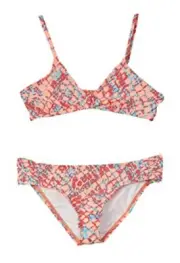 NWT Splendid Girl's Bralette/Tab Side Bikini Set, Orange Size 12