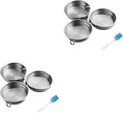 4 pcs Pans Stick Oven and Steamer Pancake/Replacement Oil Stainless Bite Eggs Insert Cups Boiling Silicone Hard Pot Non- Kitchen Boiler Random Pan Circle Fry Cup Boiled Ring