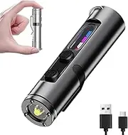 The Ultimate Everyday Micro Tool, Rechargeable Led Magnetic Super Bright Tactical Flashlight, High Lumens with Hat Clip, 3 Brightnes, Waterproof, for Camping, Emergency (Black)
