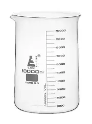 Beaker, 10,000ml - Low Form, White Graduations - Borosilicate Glass - Eisco Labs