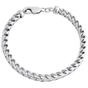 Mens Real 10K White Gold Solid Franco Box Closed Link Fancy Bracelet 5mm | 8"