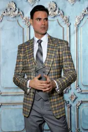 NWT 48R MENS GRAY 2 BUTTON 3PC COMPOSE SUIT DB VEST,MODERN FIT, 2 SIDE VENT