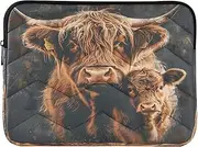 Cute Highland Cow and Calf Computer Laptop Bag, Thin Computer Case 15.6 Inch Laptop for Women Men