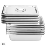 SOGA 6X Stainless Steel 1/3 Gastronorm GN Pan Full Size 10cm Deep Tray w/ Lid