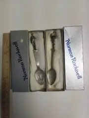 2 Norman Rockwell Pewter Spoons,SP-3 Caroler & SP-23 Barbershop Quartet,/Boxes