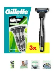 Gillette Mach 3 Sensitive Men 3 Blade Disposable Razor,3 count
