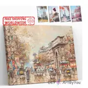 Paint By Numbers Kit France Street Abstract Draw Canvas Beginner Kids DIY Art