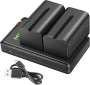 NEEWER NP-F750 2-Pack 5600mAh Li-ion Replacement Battery with USB Charger, Compatible with Sony NP-F550 570 750 770 930 950 FM55H FM500H QM71 QM91 QM71D LED Light, Monitor, Motorized Slider