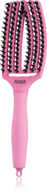 Olivia Garden Fingerbrush Boar & Nylon Hairbrush with Nylon and Boar Bristles Celestial Pink