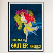 Galrie Vintage French Cognac Gautier Advertising Poster - Timeless Elegance for Your Home, Black Frame, 70 x 100cm (28 x 40inch)