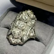 Art Deco 3ct Three-Stone Filigree Lab-Created Diamond Engagement Ring 925 Silver