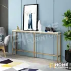 Faux Marble Console End Table Sofa Hallway Entryway Small TV Stand Golden