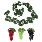 12 Strands Artificial Fake Grape Vines Ivy Leaves with 3 Strings Grapes for3818