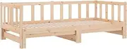 [vidaXL] Day Bed with Pull-Out Trundle in Single Size - Solid Pinewood Structure, Versatile Placement, Rustic, Natural Brown Wood