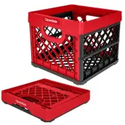 Collapsible Milk Crate, Red, 1PK - 25L (6 Gal) Stackable Storage Bins, Holds ...