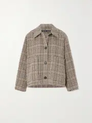 [KASSL EDITIONS] KASSL EDITIONS - Distressed Checked Wool-blend Coat - Camel - FR 42 FR 42 Brown