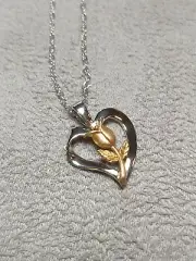 NEW 14kt Two Tone Gold Diamond Heart & Rose Necklace/Pendant ENGEL Bros.