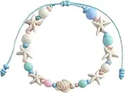 [OFDNE] Boho Beach Anklet Women Beach Bead Woven Anklet Chain Plated Dainty Starfish Turtle Summer Simple Foot Jewelry Ankle Bracelet, One Size, Glaze, no gemstone