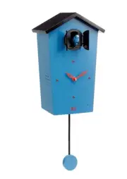 KOOKOO Birdhouse Blue, Modern Design Cuckoo Clock with 12 Natural Bird Voices...