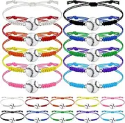 Jadive 20 Pieces Softball Bracelet Bulk Softball Gifts Softball Charm Bracelet Adjustable Braided Rope Bracelet Gifts for Team Sport Players Adult Woman