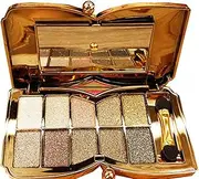 (Type 5) - Bernecy Glitter Eyeshadow Palette,10 Colours Sparkle Shimmer Eye Shadow Highly Pigmented Long Lasting Makeup Set Gold (Type 5), Small
