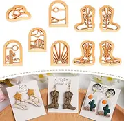 Western Polymer Clay Cutters - 9 Pcs Clay Cutters for Earrings Making, Cowboy Hat Boot Clay Cutters Set, Rising Sun Clay Jewelry Cutters, Desert Scene Polymer Clay Cutters for Jewelry Making