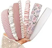 DOXISHRUKY 7pc Headbands for Women Girls Headbands Set, Non Slip Floral Headbands Padded Headbands Cute Pearl Headband for Girls Vintage Wide Headband
